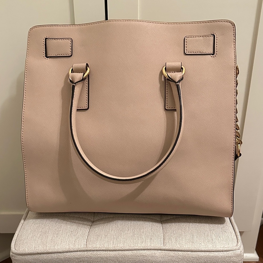 Michael Kors Hamilton Large Pink Saffiano Leather Tote Bag Gold Hardware - Picture 6 of 10